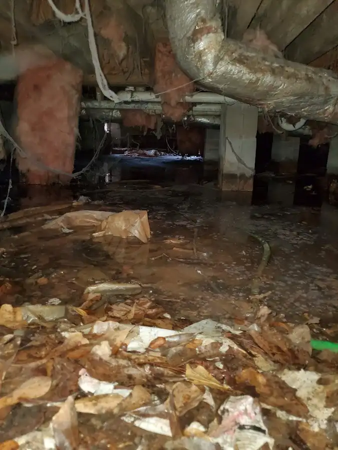 Crawl space flood assessment for Commercial Water Damage Restoration in Heber Springs